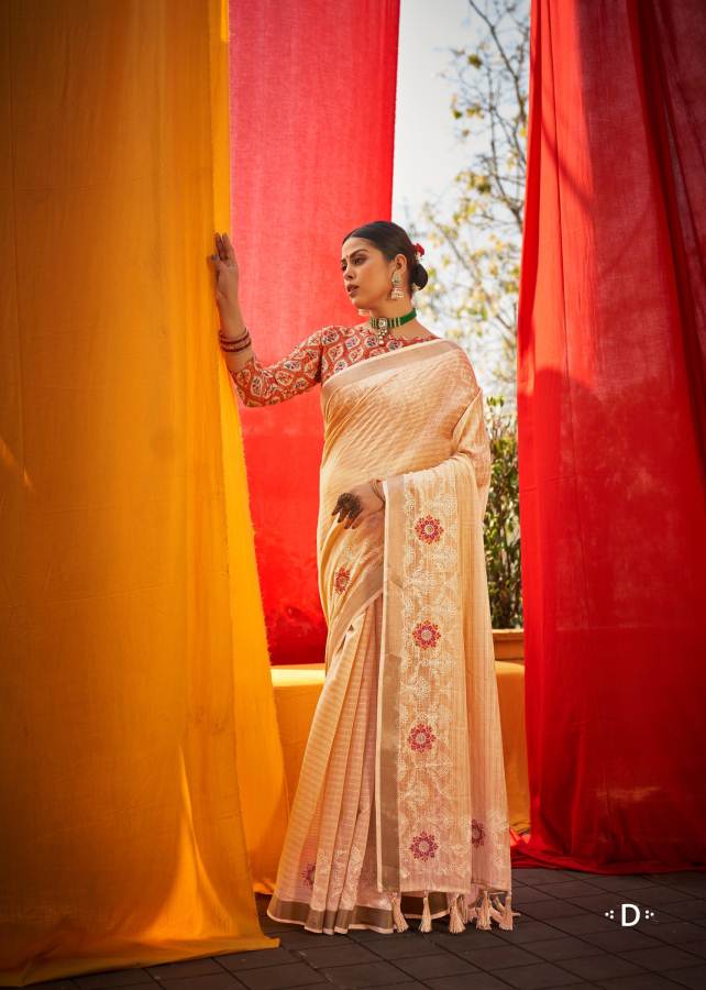 Shangrila Dhruvi Linen Heavy Festive Wear Weaving  Embroidery Saree Collection